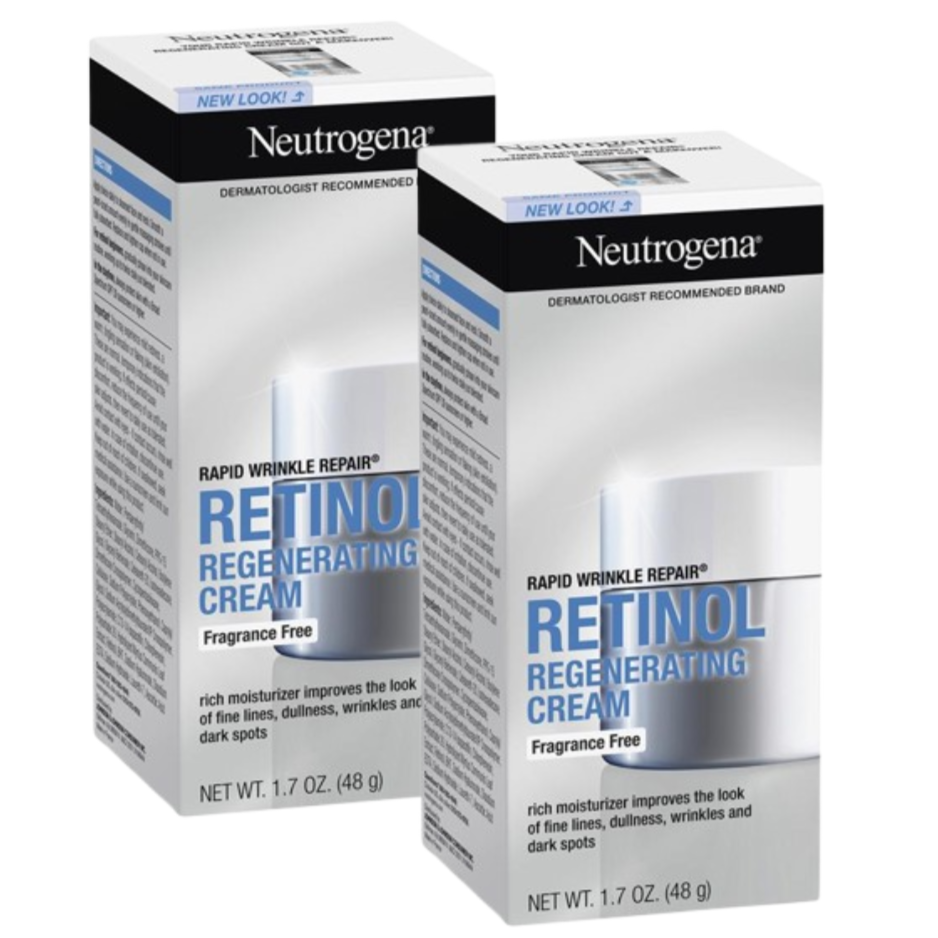 2 x Neutrogena Rapid Wrinkle Repair Retinol Fragrance Free Regenerating Cream 48g