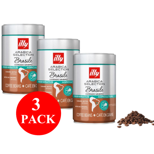 3 x illy Regenerative Brazil Arabica Selection Coffee Beans 250g