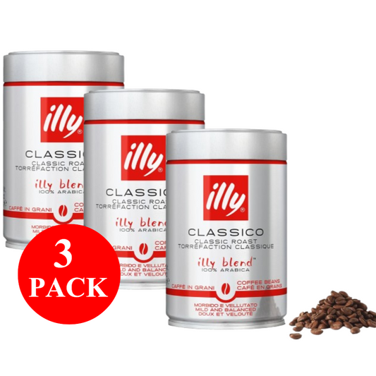 3 x illy Classico Coffee Beans 250g