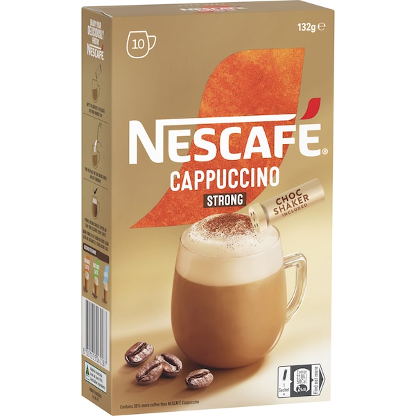 Nescafe Cappuccino Strong Coffee Sachets 100 Pack