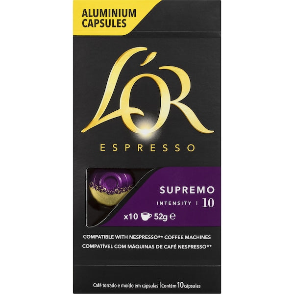 L'or Espresso Supremo Intensity 10 Coffee Capsules 100 Pack