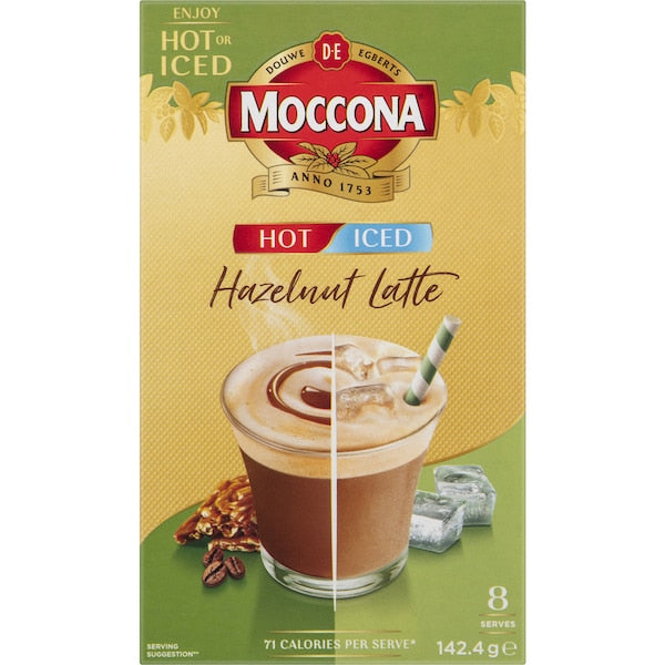 Moccona Hot/iced Hazelnut Latte Sachets 80 Pack