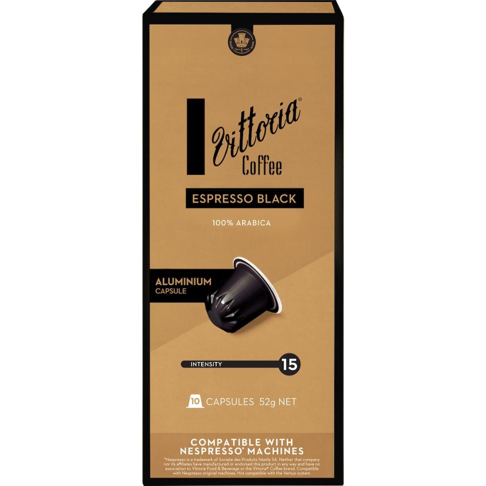 Vittoria Espresso Black Coffee Capsules 50 Pack
