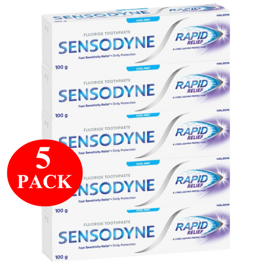 5 x Sensodyne Rapid Relief Sensitive Toothpaste Cool Mint 100g